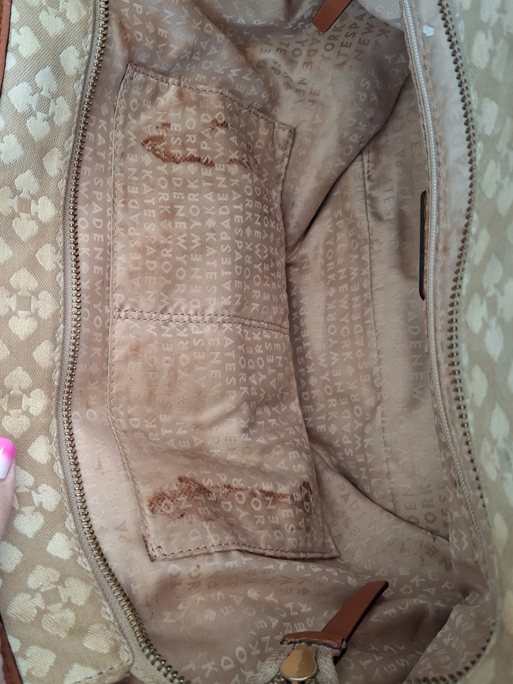 kate spade Beige Tote with Red and Pink Center Stripe - Picture 5 of 5